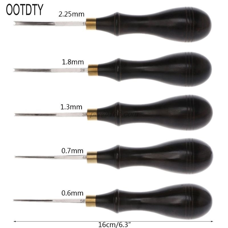 Borde de cuero Creaser hoja de acero ébano Blackwood ranura poco profunda Craft Mark Tool