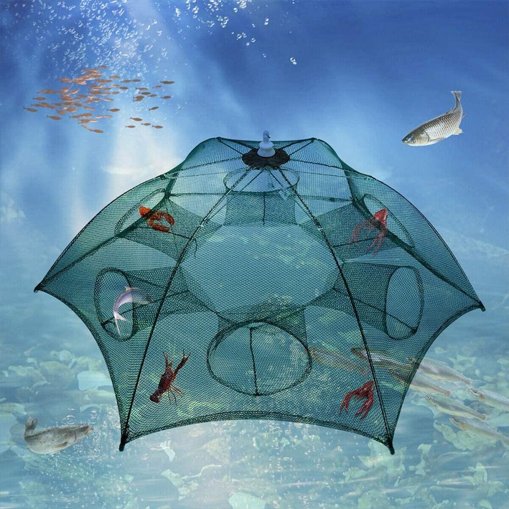 Small Mesh Fishing Net 6/10/16 Holes Automatic Folded Fishing Nylon Net With Zipper Automatic Foldable Thickened Fishing Net