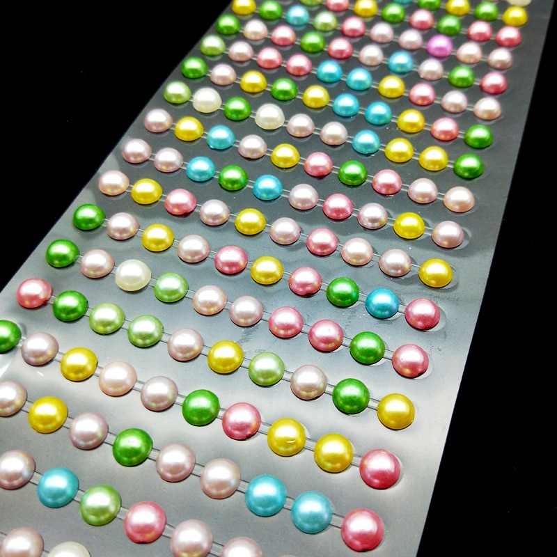 Pegatinas de perlas de colores de 7mm, cuentas autoadhesivas para Diy, calcomanías para móviles, Pegatinas artesanales, Juguetes Diy para niños, accesorios de libro de recuerdos