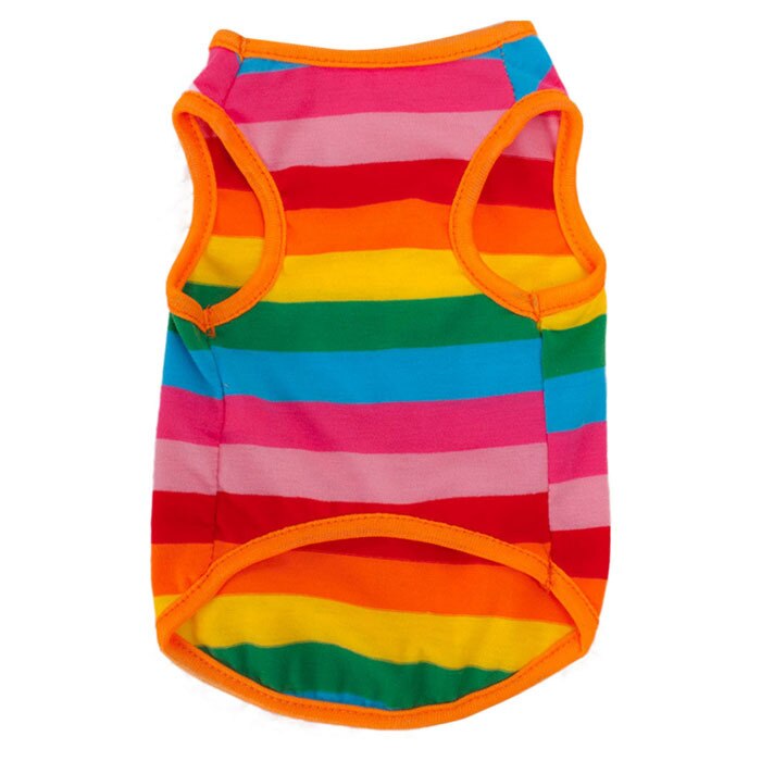 Nieuw Regenboog Streep Huisdier Shirt Vest Hond Kleding Puppy Kat Kleding Kostuum Kleding Voor Teddy Zomer Kleding: XS