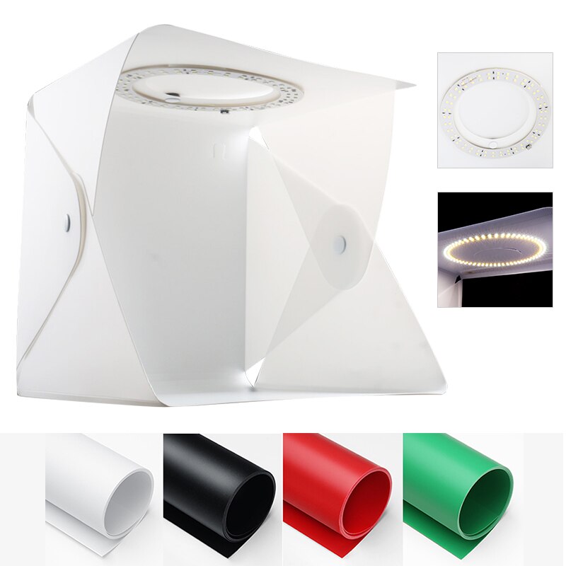 Ringlichtbak opvouwbare draagbare fotostudio box fotografie softbox lichtbak voor telefoon dslr camera opnamen met 6 achtergronden