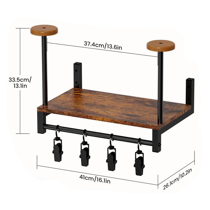 Motorhoedenhouder Muurhanger Hoedenrek Veiligheid Hoedenhanger Displaystandaard Hoedenorganizer met 4 clips Houten opbergrek