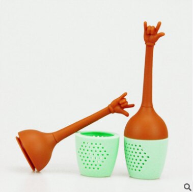 Grappig Hand Gebaren Thee-ei Zwarte Thee Zeef Fda Siliconen Loose Leaf Herbal Spice Houder Thee Brouwen Gereedschap