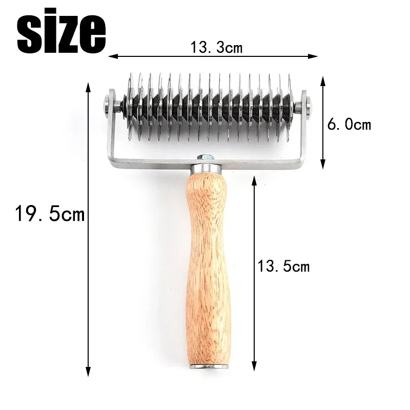 Stainless Steel Pastry Lattice Cutter Dough Cookie Pie Pizza Bread Pastry Roller Cutter with Wood Handle Pasta Tool DIY Bakeware: Pink