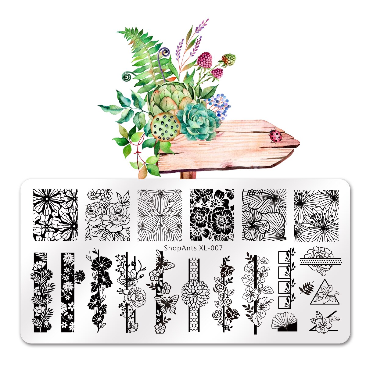 Acier inoxydable ongles estampage plaque lignes beauté rayé banane cygne visage impression modèle pochoir Nail Art timbres modèles: 07