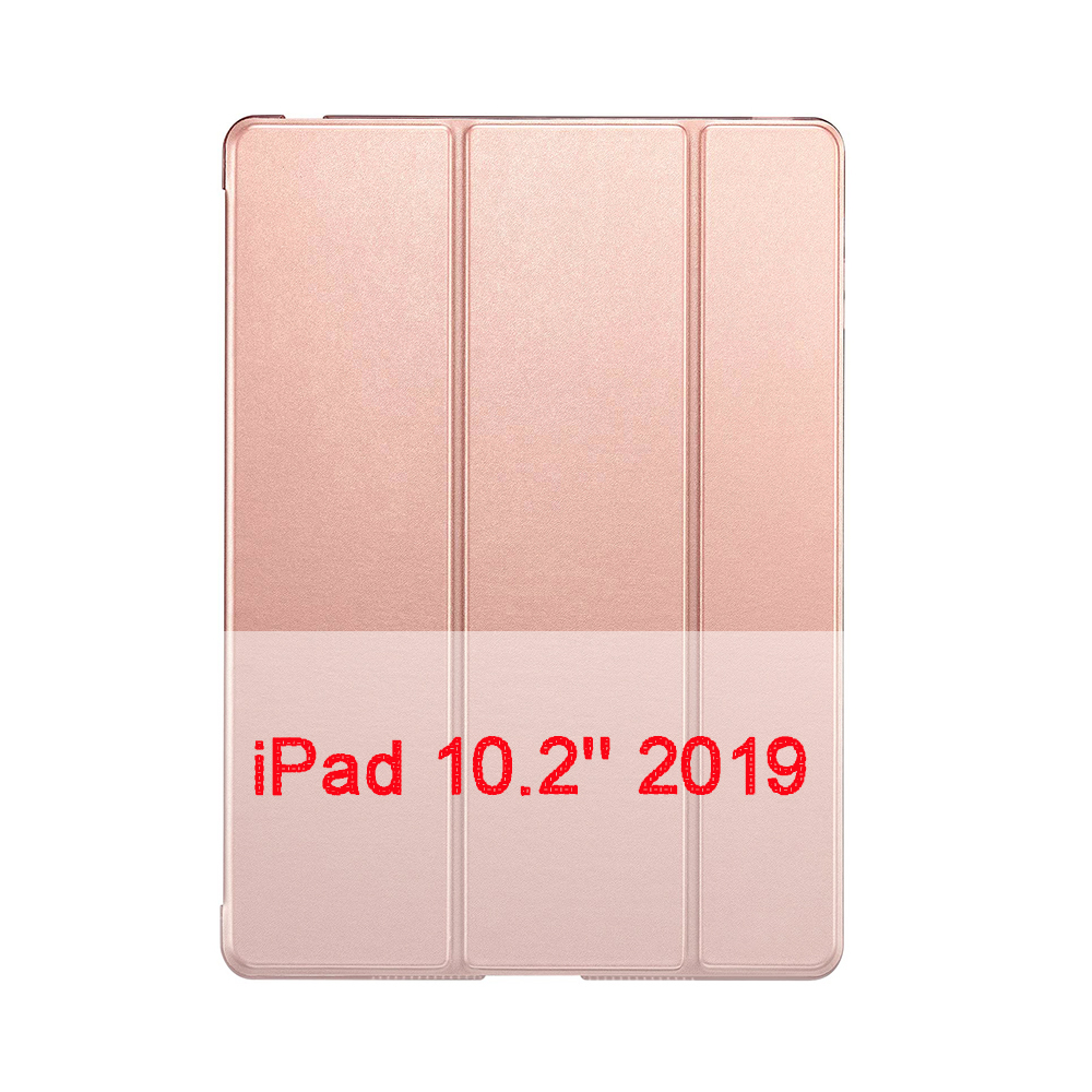QIJUN Case For Apple iPad 10.2 iPad 7 7th Generation A2200 A2198 A2232 A2197 Funda PC Back Leather Smart Cover Auto Sleep: Rose gold