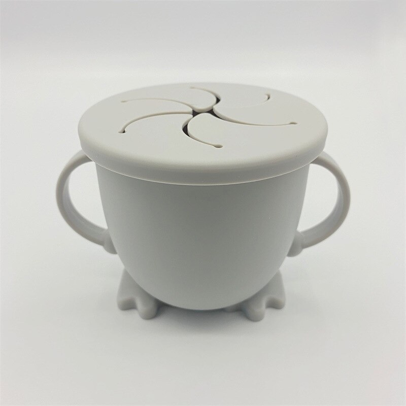 Baby Silicone Snack Cup Toddler Kids Portable Food Storage Box Portable Snacks Container BPA Free: grey
