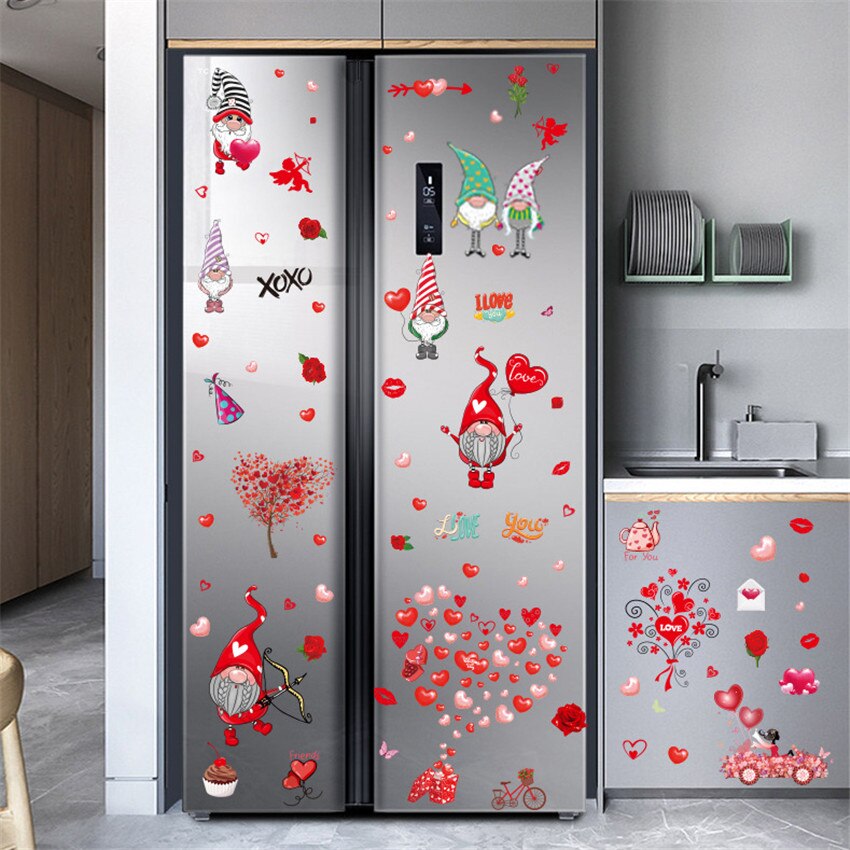 Valentine's Day Love Window Sticker Heart Wall Sticker Cabinet refrigerator Home Decor Decals glass/door wallpaper Decor