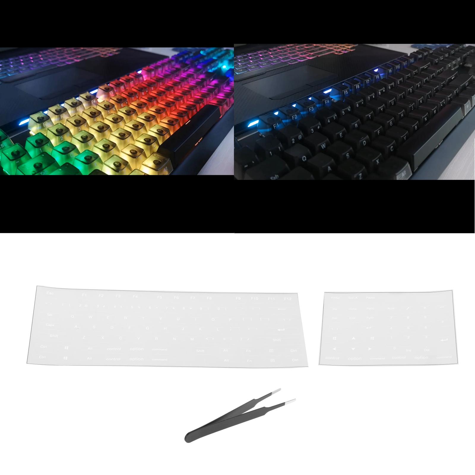 English Keyboard Side Stickers for DSA Height Mechanical Keycaps Computer Desktop Easy to Use with Mount Tools: clear white 