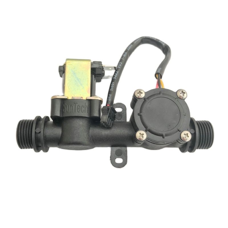 24V DC G1/2" NPN Hall Water Flow Sensor USN-HS21TX 1-30L/min Flowmeter Combined with Solenoid Valve All in one Integrated