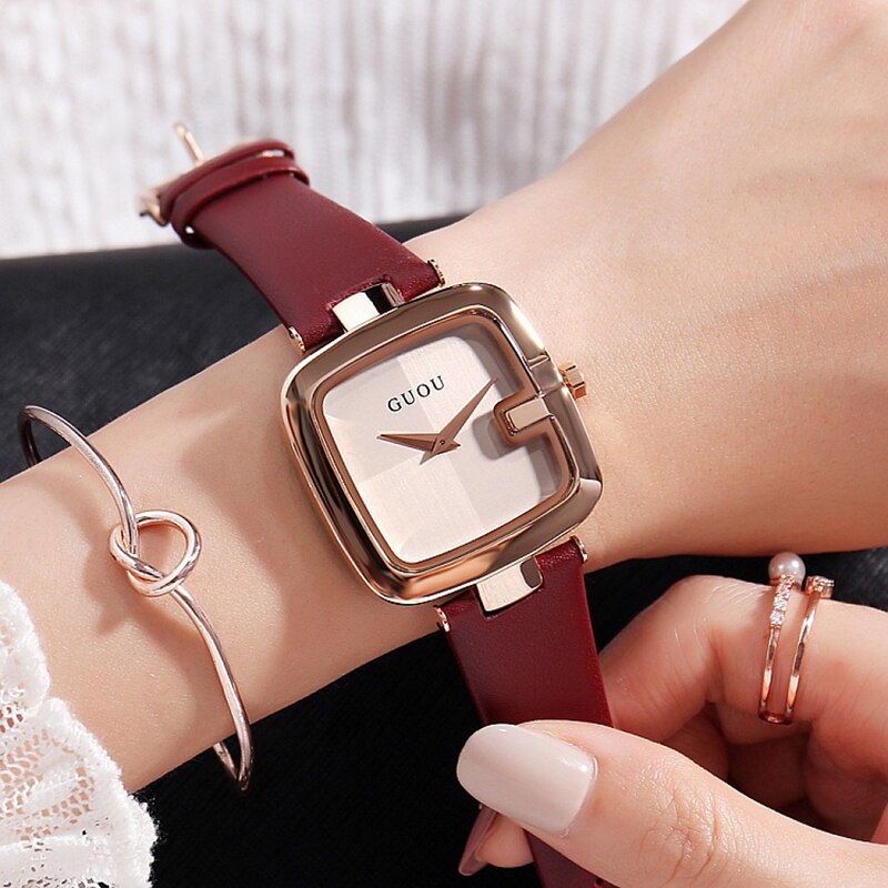 Guou dameure dameure til kvinder armbåndsure kvinder luksus montre femme firkantet ur saat