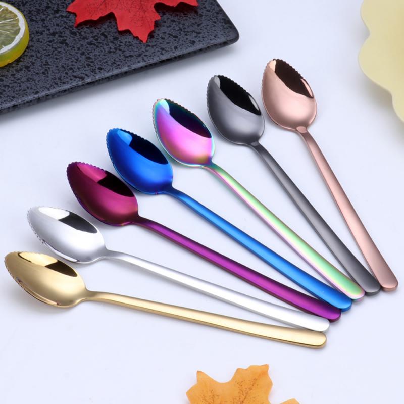 1Pcs Rvs Wees Fruit Lepel Koffie Lepel Ijs Lepel Dessert Lepel Wees Ijs Apple Lepel Scoop Keuken tool