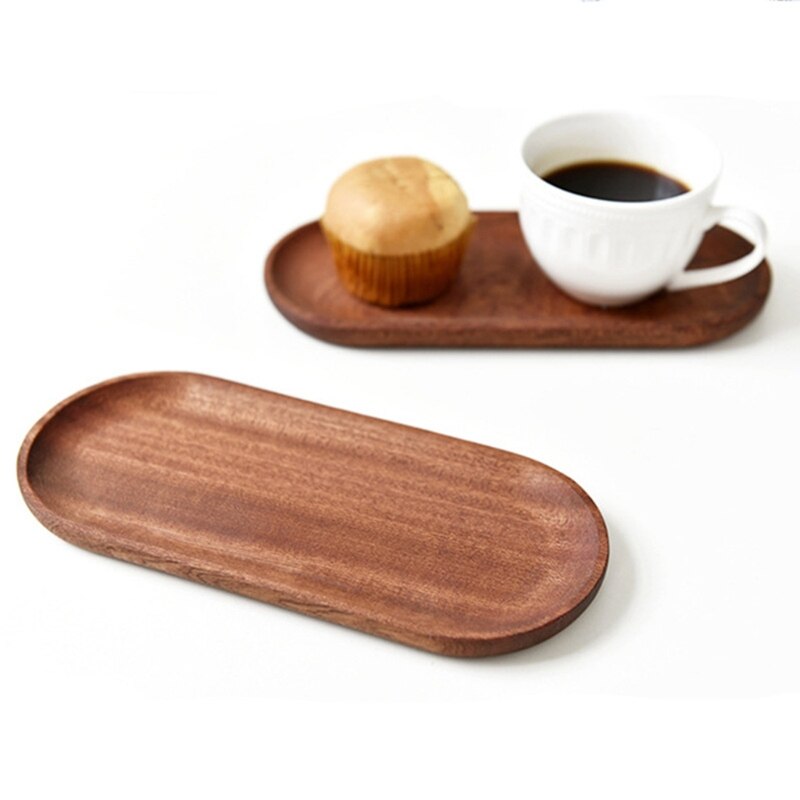 Wood Serving Tray 4 Shapes Choose Dessert Tray Dinner Breads Plates Fruit Snack Food Display Dishes Tea Tray for Kitchen