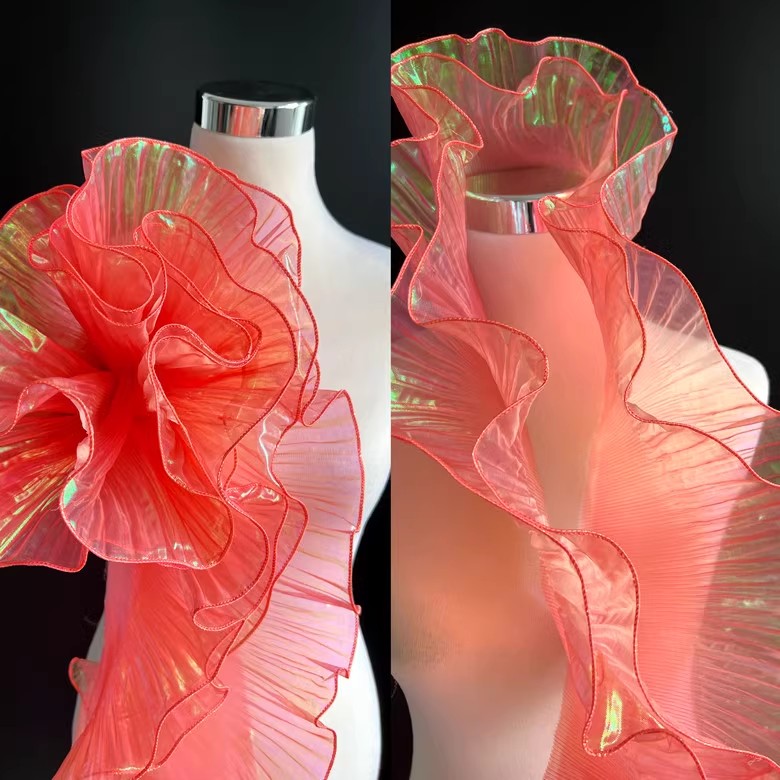 2 Meter Plissee Rüschen Organza Farbverlauf Spitzenbesatz 13 cm breit DIY Kleidung Spleißen Dekor Band Hochzeitskleid NäHenne Stoff