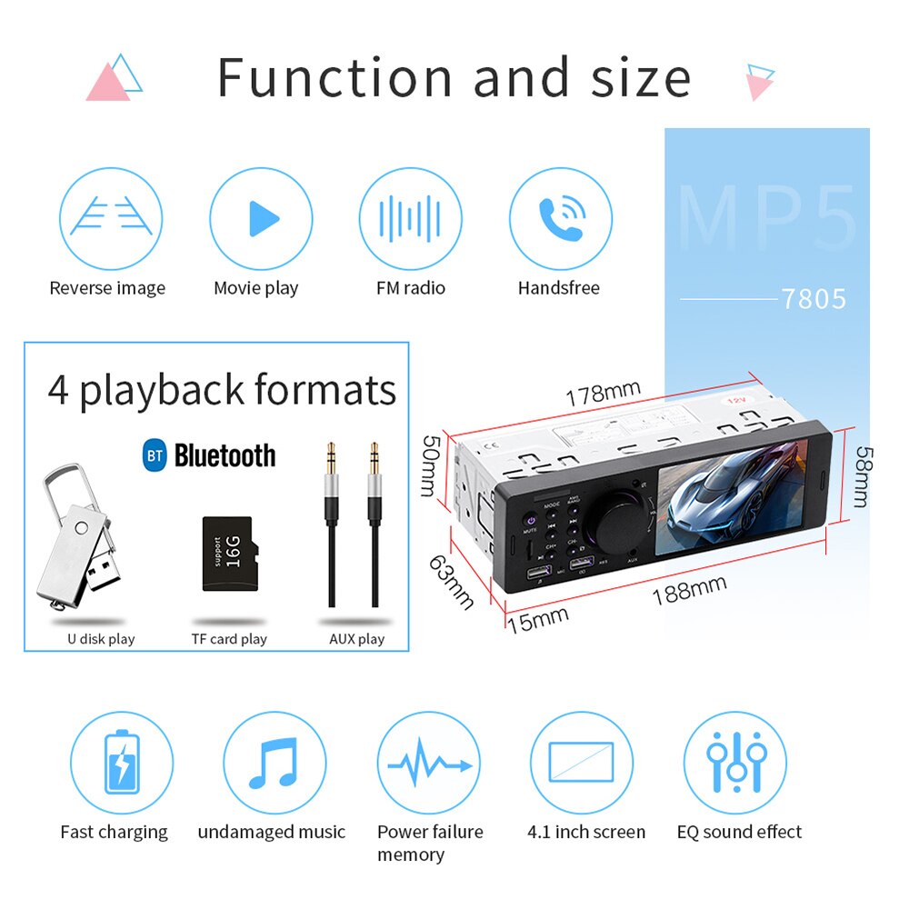 Popular Multi-Function Car Video Player Soundstream Bluetooth Car Stereo MP3/4/5Player For Car