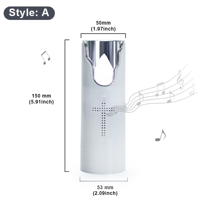 Bougie LED sans flamme pour prière, flamme oscillante avec haut-parleur musical, piles sèches, lampe à bougie en plastique pour église et tombe: WHITE