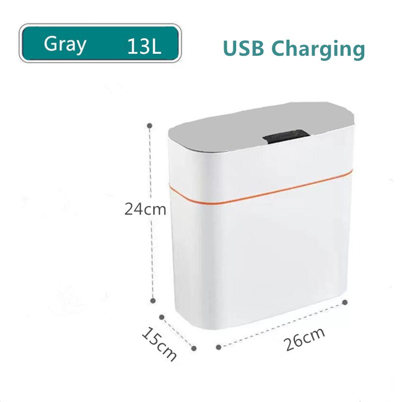 XIAOMI MIJIA 13-16L Smart Sensor USB ricaricabile automatico cestino cucina soggiorno bagno induzione domestica bidone della spazzatura: USB Gray 13L