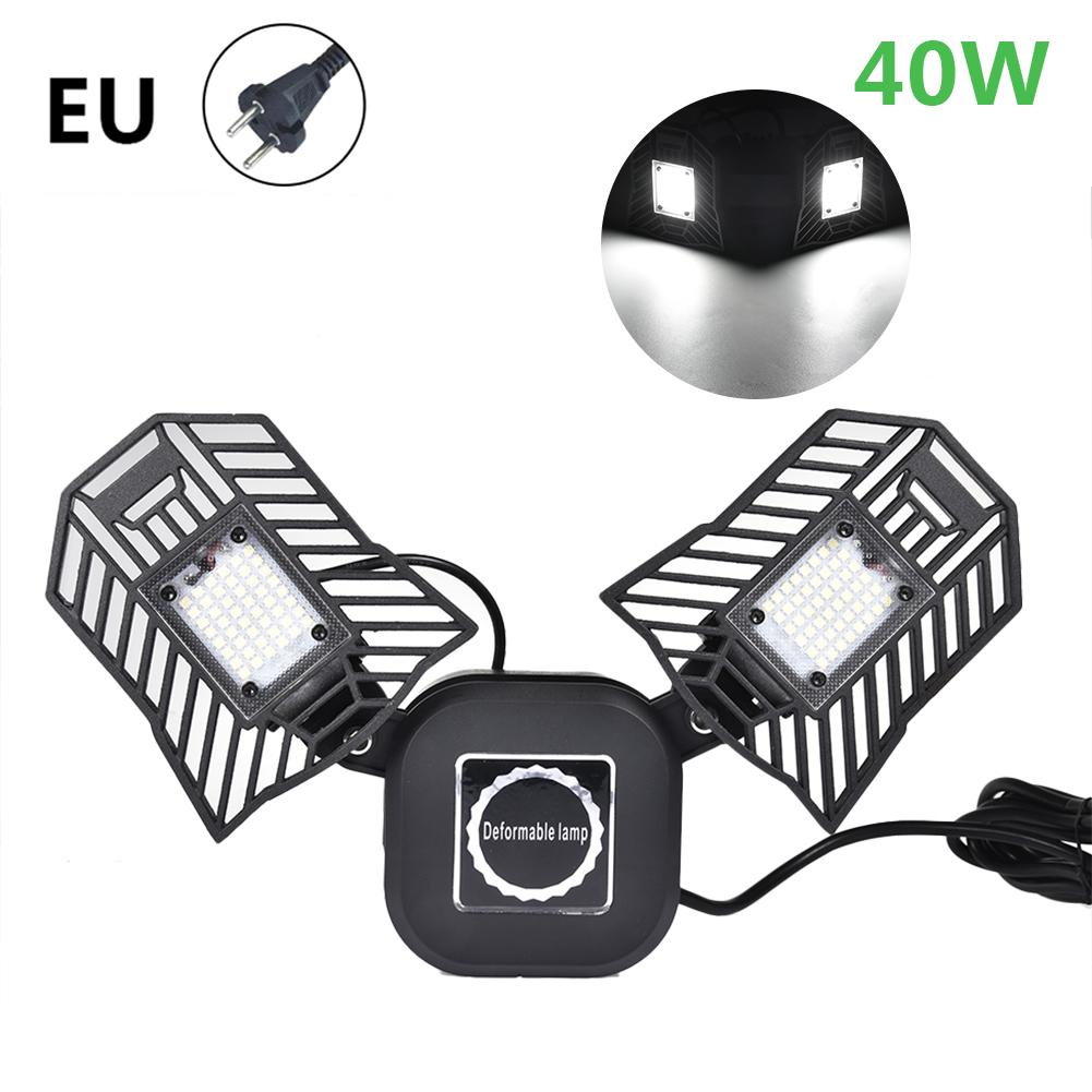 40W Garage Lamp LED Vervormen Wandlamp Verstelbare LED Blaker Licht Waterdicht Werk Licht Voor Workshop US EU Plug 85-265V: black shell EU