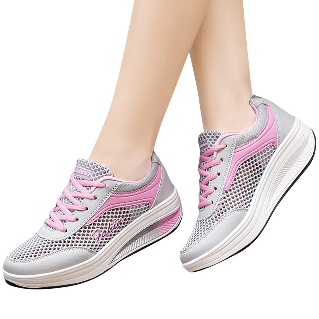 JAYCOSIN Top Brand Spring Sneakers women shoes Women's Mesh Breathable Sneakers Casual Shoes Student Running Shoes: Pink / 42