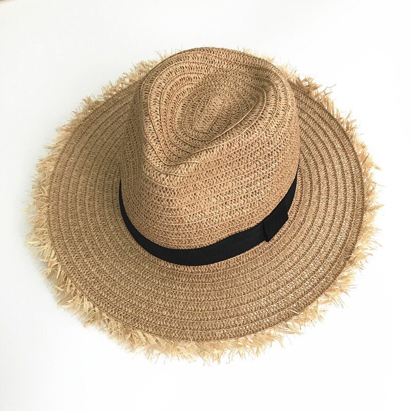 2022 Women Natural Wide Brim Burr Raffia Straw Hat Grandado 1848