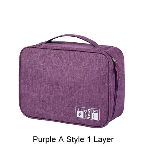 Charger Wire Electronic Organizer Travel Cable Wire Digital Bag Women Wardrobe Suitcase Luggage Gear Organizer Pouch Accessories: A Style Purple