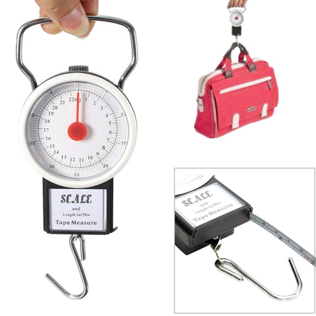 22kg Portable Hanging Scale Balance Fish Hook Said Weighing Balance Kitchen With Measuring Tape Measure Fishing Scales: Default Title
