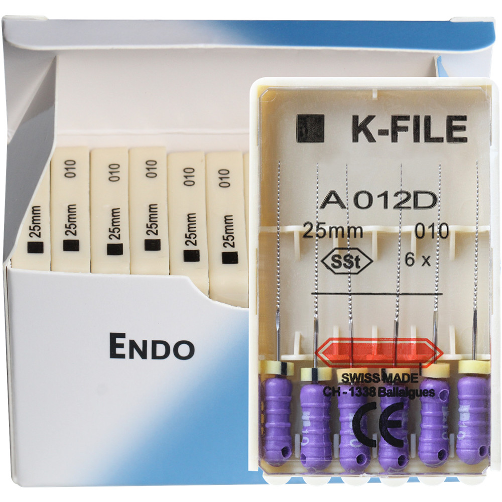 K-FILE Dental de acero inoxidable, limas de Endodoncia de uso manual, productos de laboratorio de odontología, 21/25/31mm, 10 paquetes/caja: Verde