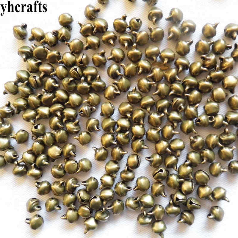 50 Stks/partij. 6Mm Antiek Brons Jingle Bells Vetersluiting Bells Kerst Diy Craft Materiaal Handgemaakte Xmas Tree Hanger Oem