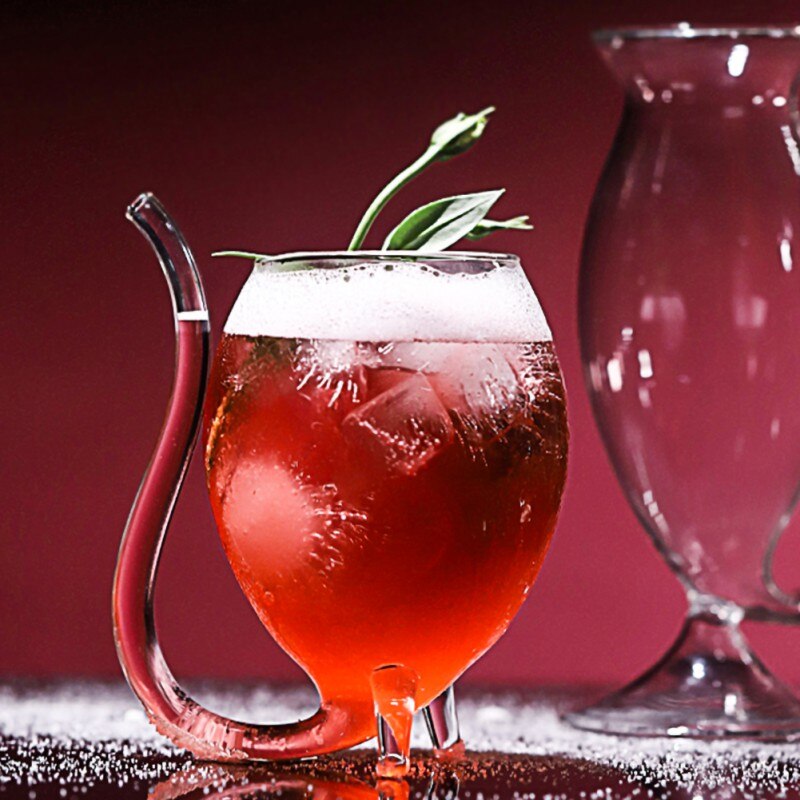 300ml vampyr rødvin juice glas kop krus med indbygget drikkerør sugerør varmebestandigt cocktail vin glas