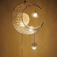 Måne ledet stjerne lysekrone soverom jenterom barnerom lysekrone moderne stil dekor hengende lampe  g4 låve lustres henger