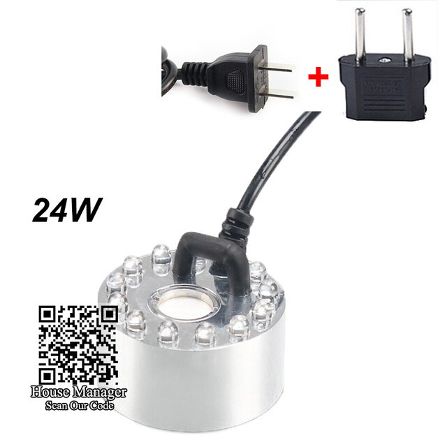 Aquarium 24W Nebel Nebel Hersteller 12LEDs licht Brunnen Steingarten Wasserfall Zerstäuber für Fischteich Schreibtisch Deko, simulieren morgen Tau nebel: 24W EU Stecker