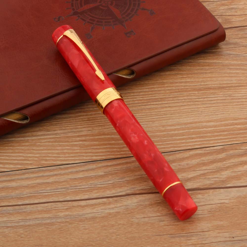 Jinhao 100 Acryl Brunnen Stift pfeil kirsche verrotten Dreh Elegante Unterschrift Goldene tinte stifte Schreibwaren Büro Liefert