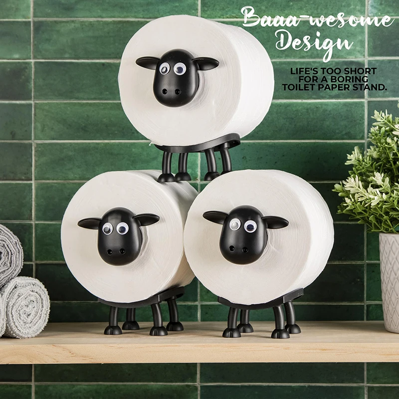 Soporte de papel higiénico de oveja, adorable resina, caja de tela de oveja, apilable para el hogar, baño, tocador, mesita de noche