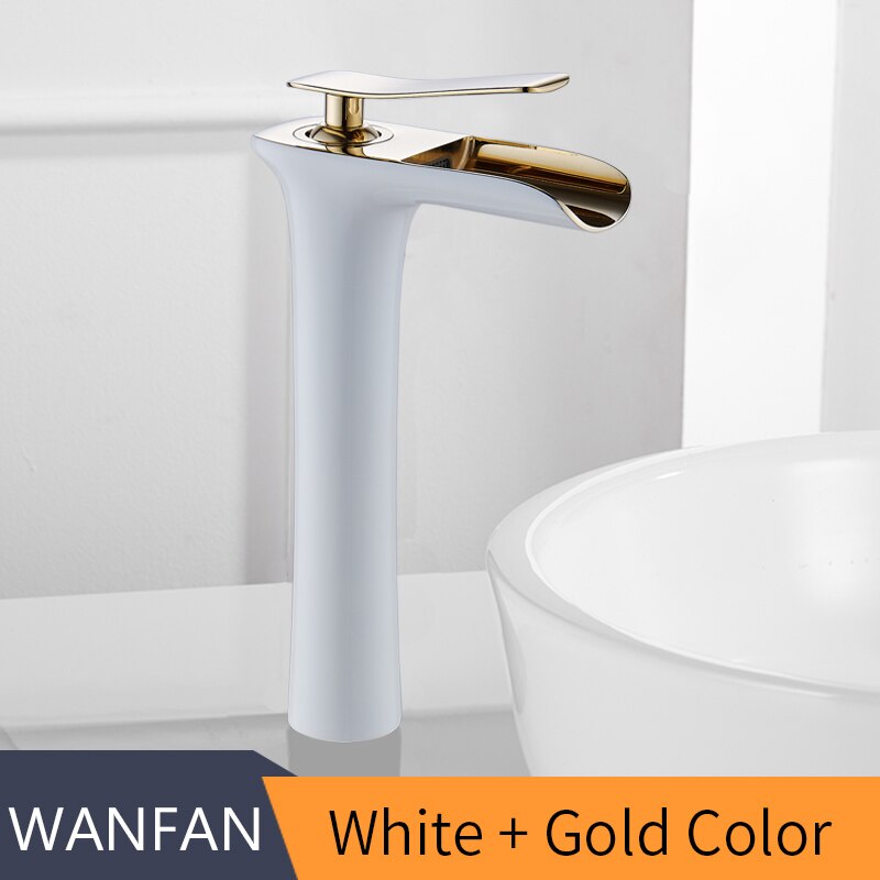 Wastafelkranen Moderne Witte Badkamer Kraan Watervalkranen Enkel Gat Koud en Warmwaterkraan Wastafel Kraan Mengkranen 6008: Roze / G1/2