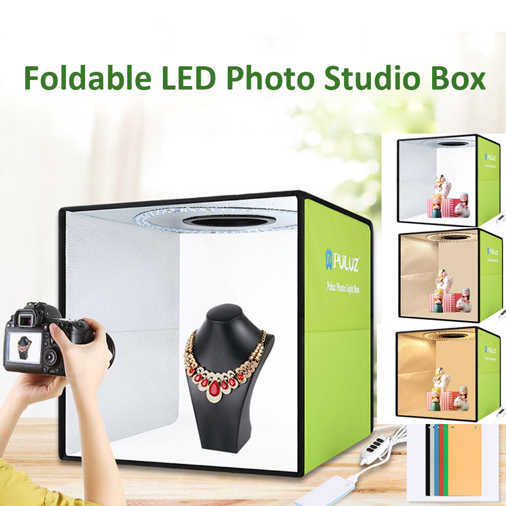 30cm mini folde lysboks fotografering fotostudio kasse led softbox foto baggrundssæt lysboks & 6 baggrunde til dslr kamera