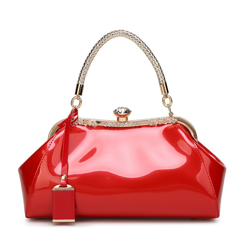 Zenbefe Avondtassen Patent Leather Vrouwen Handtassen Vrouwen Schoudertassen Dames Slipkoppeling Wedding Party Bags: Rose red