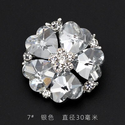 1 pz/lotto 30/38mm gonna visone pelliccia cachemire strass cristallo bottone visone colletto bottone cappotto pulsante C271: bianca / 38mm