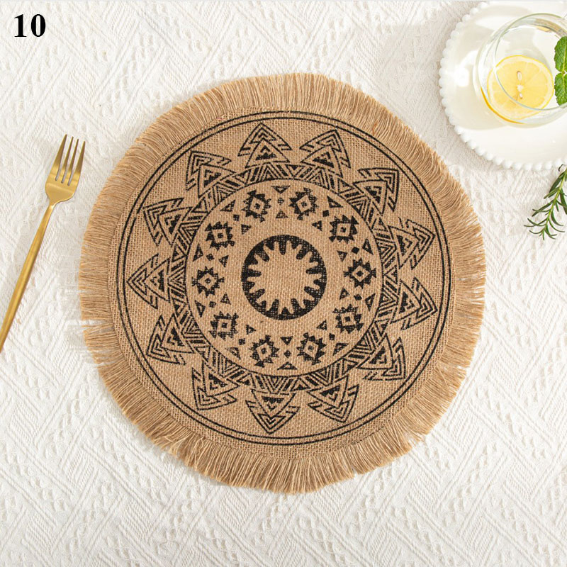 Coffee Cup Mats Woven Placemats Printed Jute Placemats Tassel Placemat Vase Cushions Furniture Decoration Heat Insulation: 10