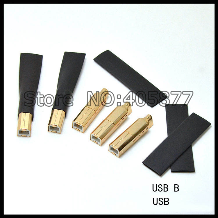 Een Set Koperen Vergulde USB Een + USB B Type A-B Plug Voor DIY Usb-kabel hifi USB connector