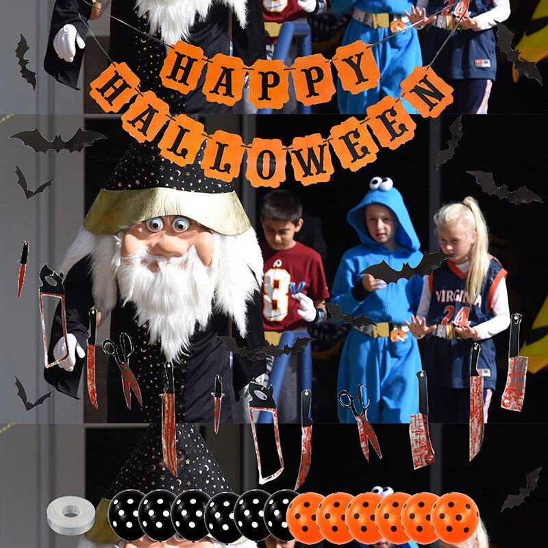 Halloween Ballon Set Halloween Brief Pull Vlag Vleermuis Pompoen Aluminium Film Ballon Bar Decoratie Arrangement