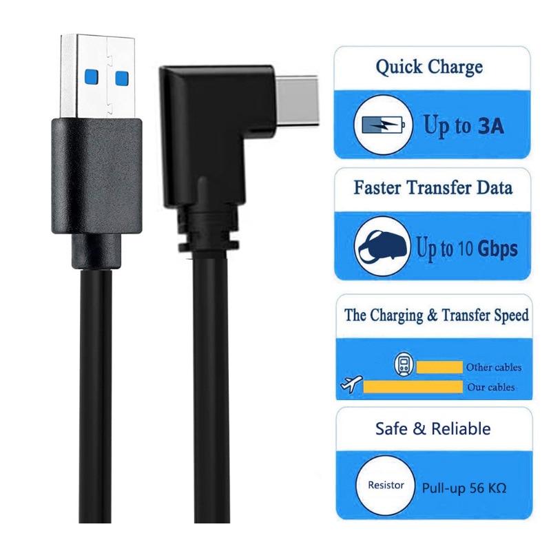 5m usb c ladekabel til oculus quest 2 vr headset 5 gbps datatråd type c kabel til oculus link/rift s/quest 2 vr