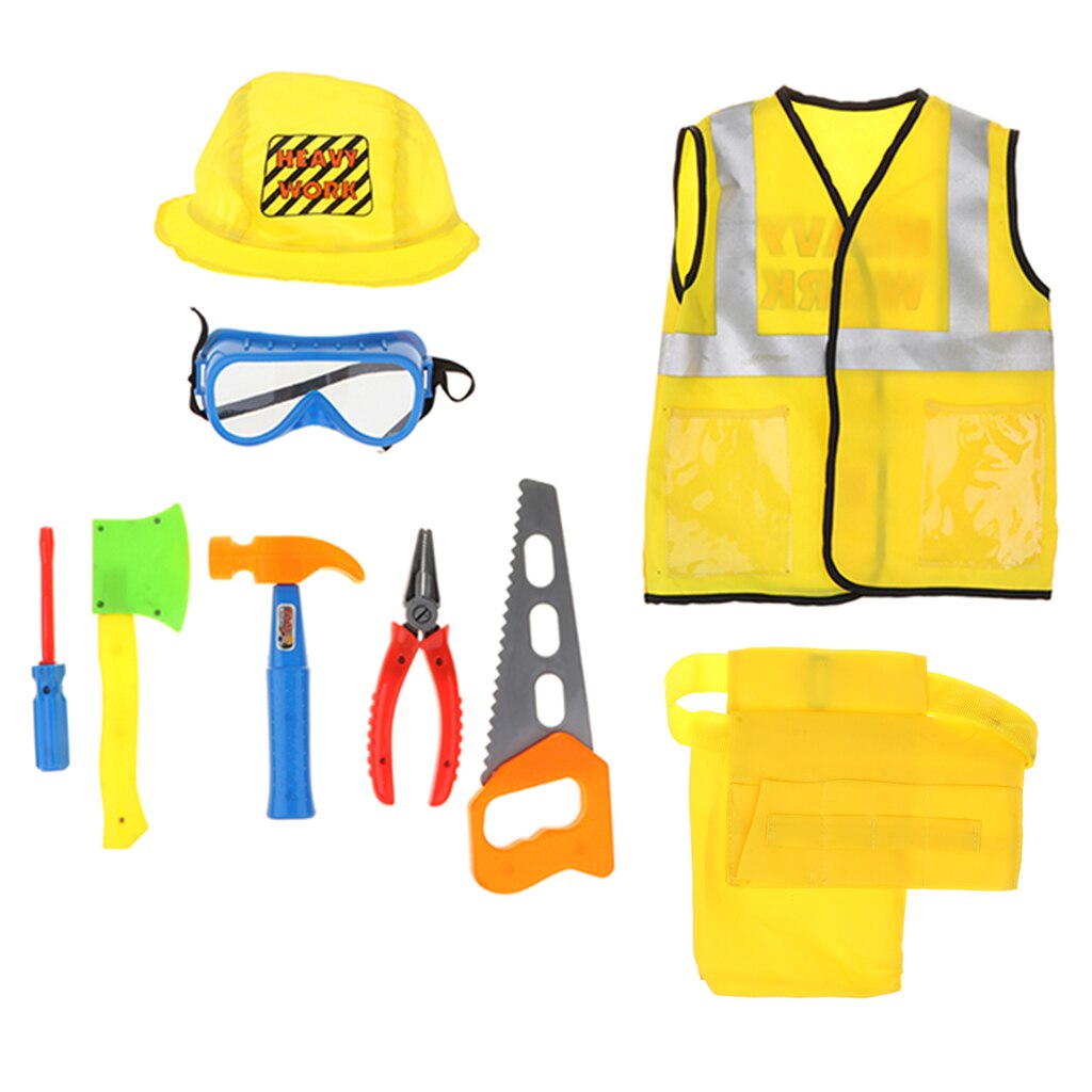 9 Piece Maintenance Worker Costume with Hat - Performance Accessories Role Play