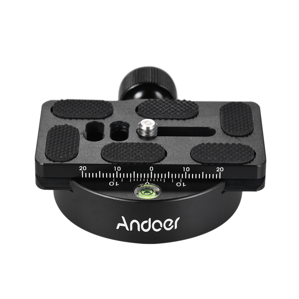 Andoer KZ-40 Aluminum Tripod Head Universal Ball Head Disc Clamp Adapter w/ PU-70 Quick Release Plate Compatible for Arca Swiss