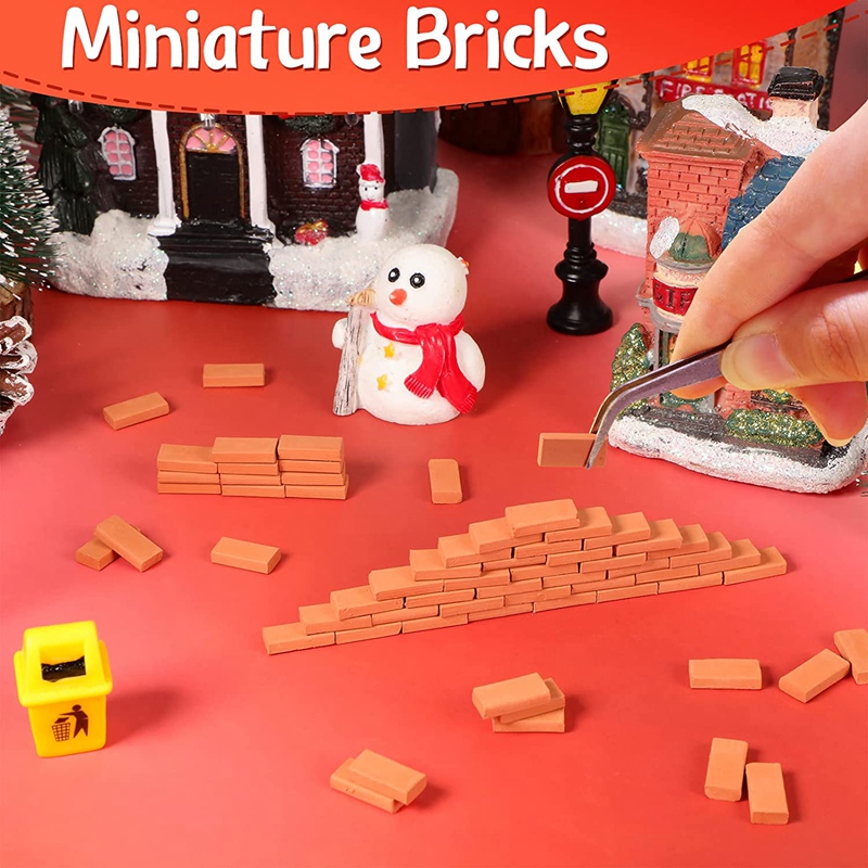 200 Pieces Mini Bricks For Landscaping Miniature Bricks Brick Wall Small Bricks For Dollhouse Garden Parts,1/35 Scale