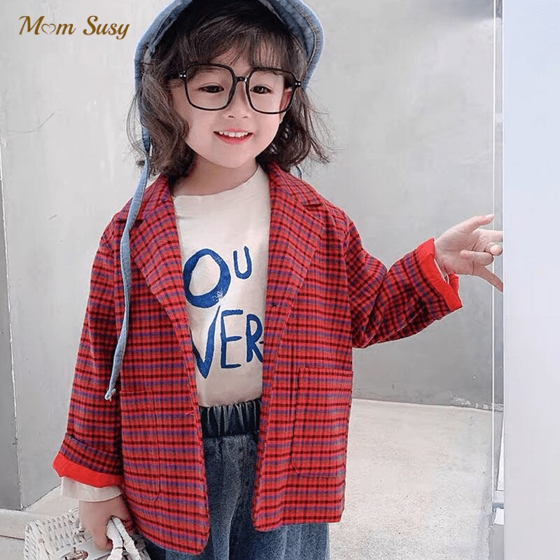 Baby Meisje Jongen Jas Plaid Baby Waggel Kind Pak Blazer Jasje Lente Herfst Zomer Casual Jas Kindje Uitloper Kleding 1-10Y