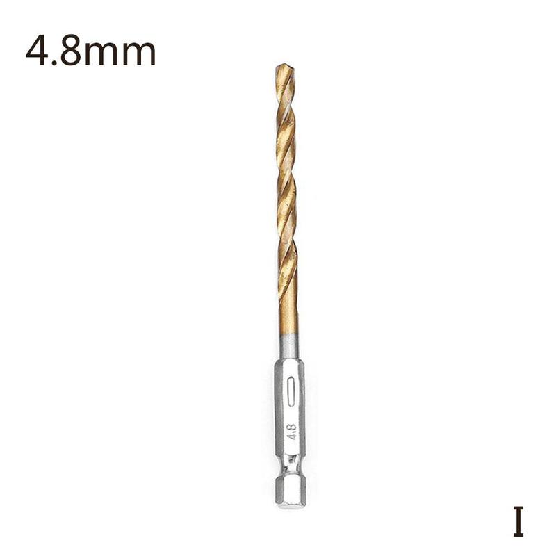Jeu de forets HSS revêtus de titane, foret hélicoïdal à tige hexagonale de 1/4 "adapté au perçage du bois de 1.5 à 6.5mm: 4.8mm