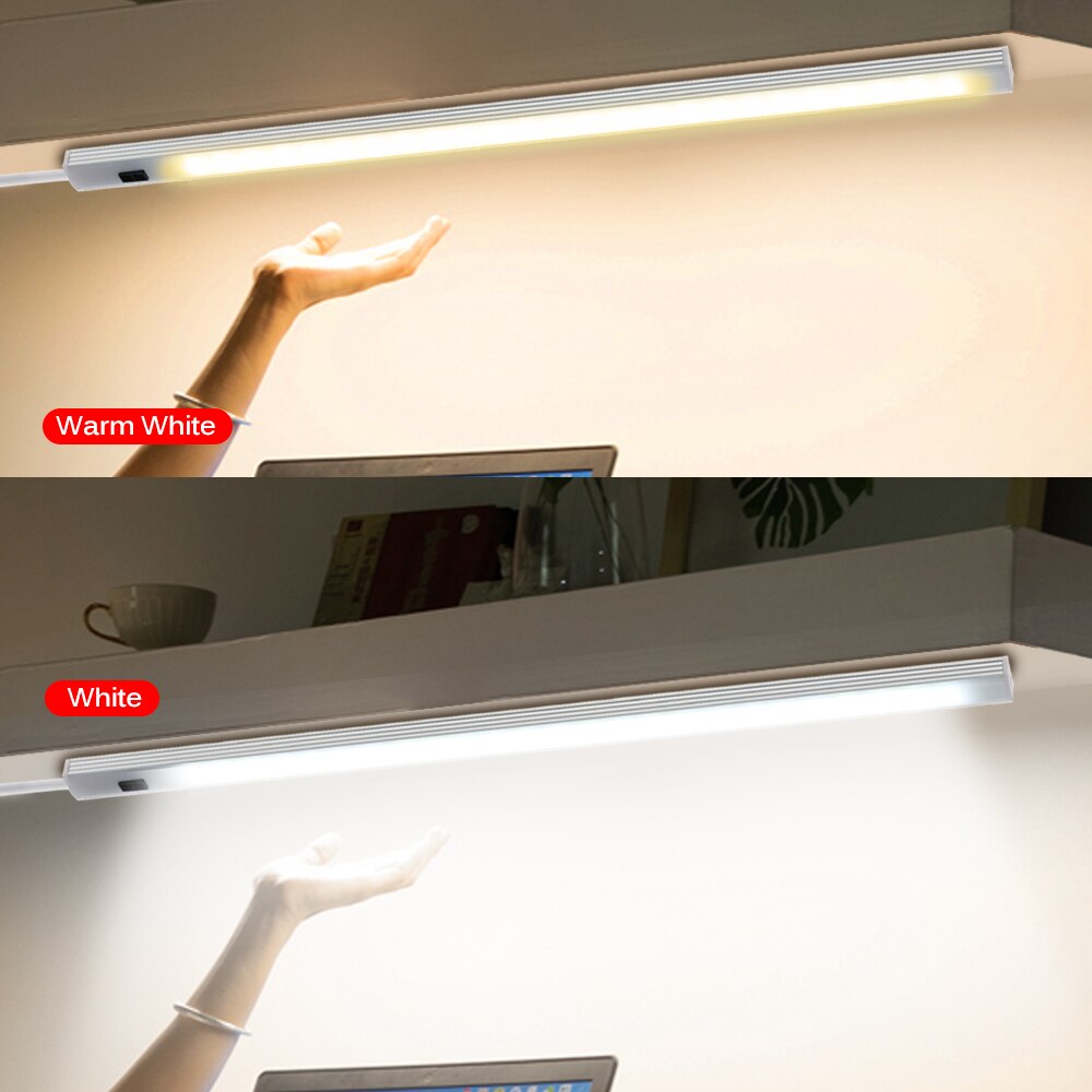 Hånd fejekontakt sensor led bar lys usb under kabinet køkken lys soveværelse garderobe skab natlys dæmpbar væglampe