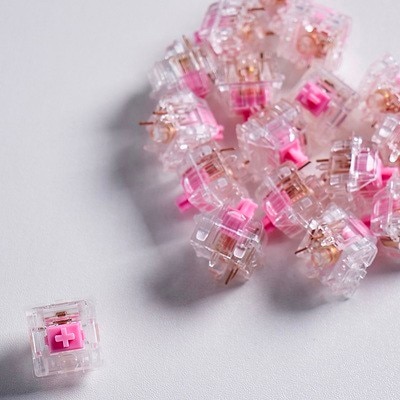 10 unidades/pacote everglide transparente emblemática interruptor de teclado mecânico sakura rosa/verde esmeralda/coral vermelho/âmbar eixo laranja: Rosa