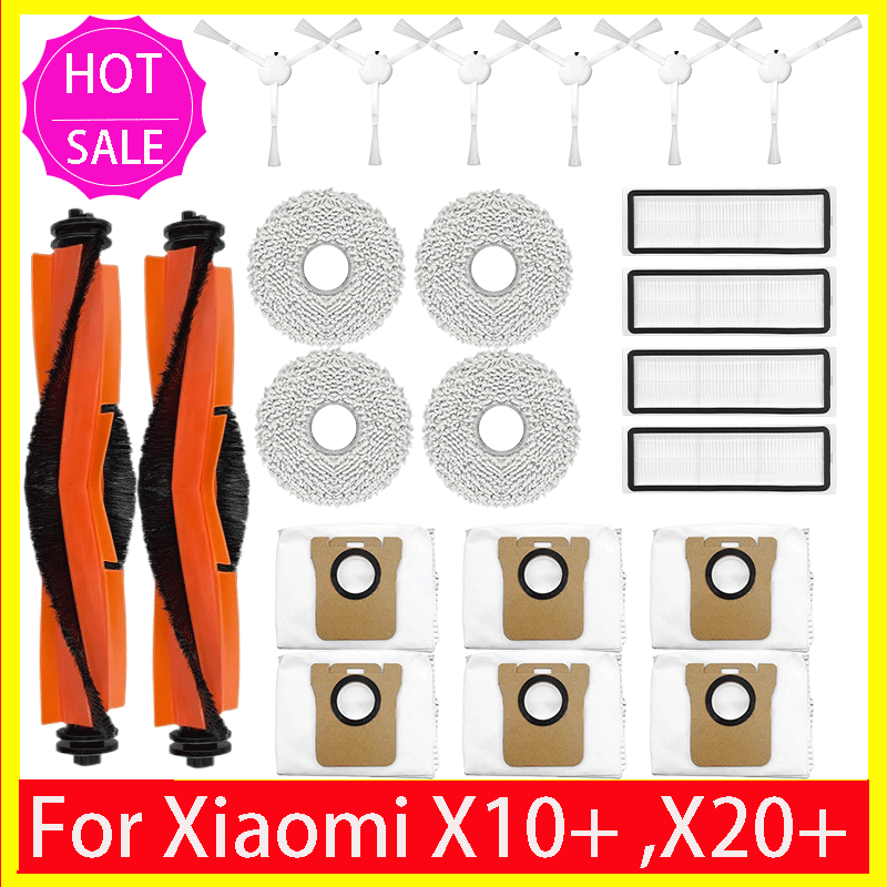 Voor (Xiaomi Robotstofzuiger X10+ / X20+ / X20 Plus) Reserveonderdelen Accessoires Hoofdzijborstel Mop Doek Stofzakfilter