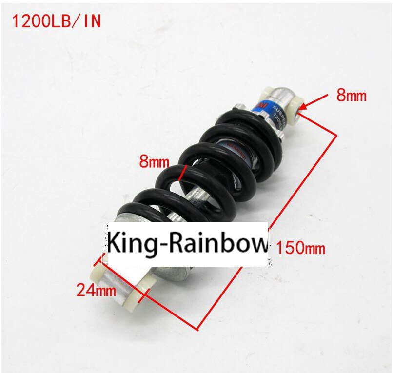 1pcs 1200LB/IN 750LB 650LB Motorcycle Air Shock Absorber Rear Suspension For 47cc 49cc Motor Scooter ATV Quad: 150MM 1200LB